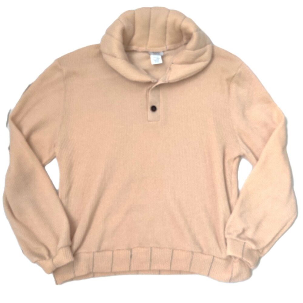 Disney Womens Cowl Neck Pullover Sweater Beige Knit Button Sweatshirt Size Large